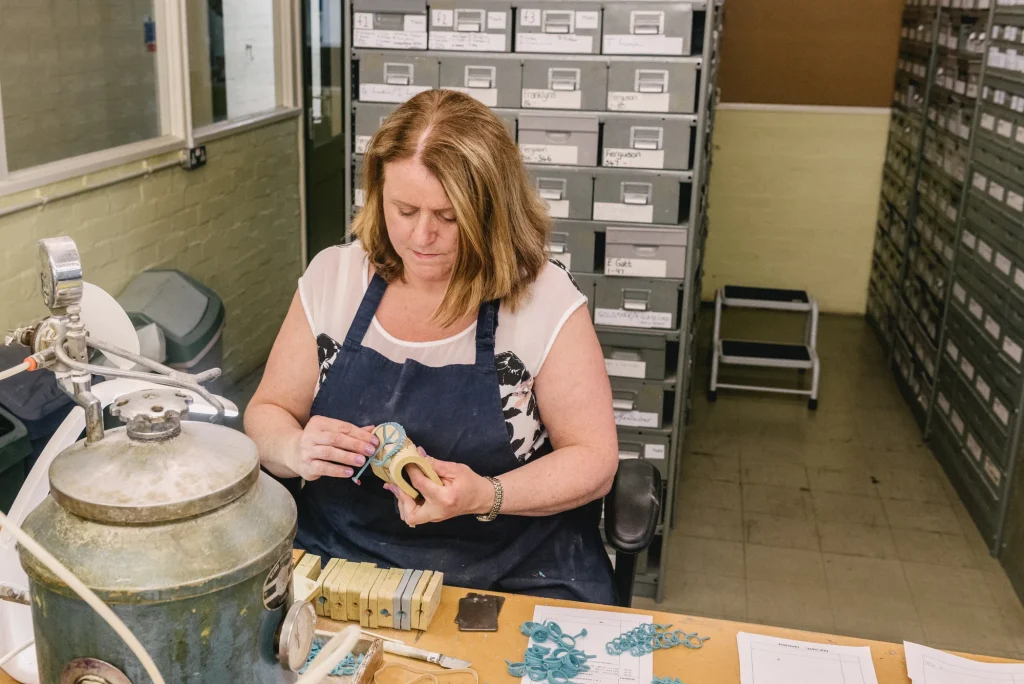 Jewellery Workshop Employee Working on Jewellery Moulds