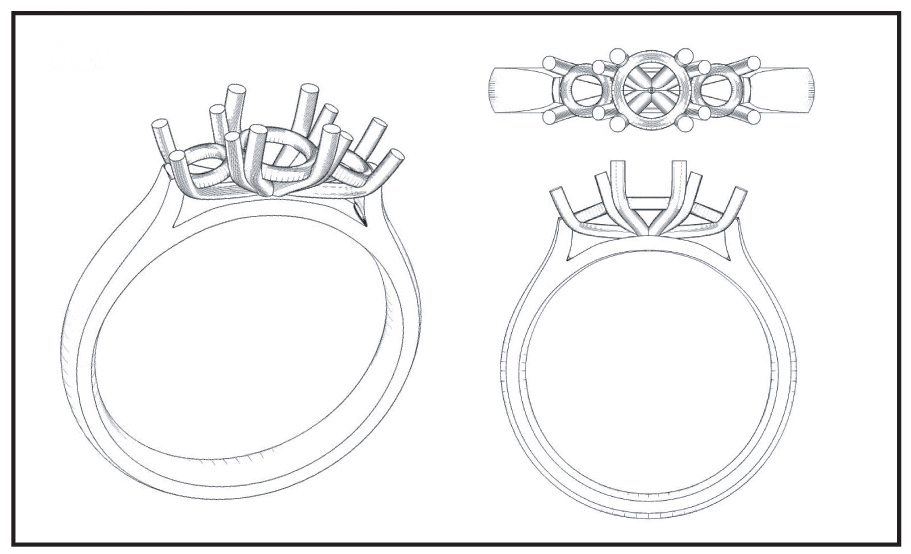 Technical Line Drawing of Custom Manufactured Ring